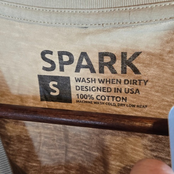 SPARK Mens T‎ Shirt Size S Tan Graphic Print Cotton Casual Top - Picture 4 of 4